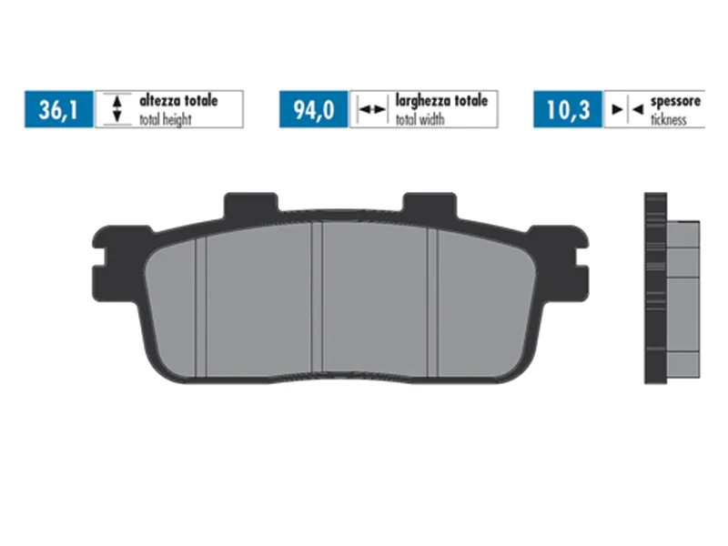 Pastillas freno trasero Sym Joymax 300 Polini — vista 2 para SYM ADXTG 300
