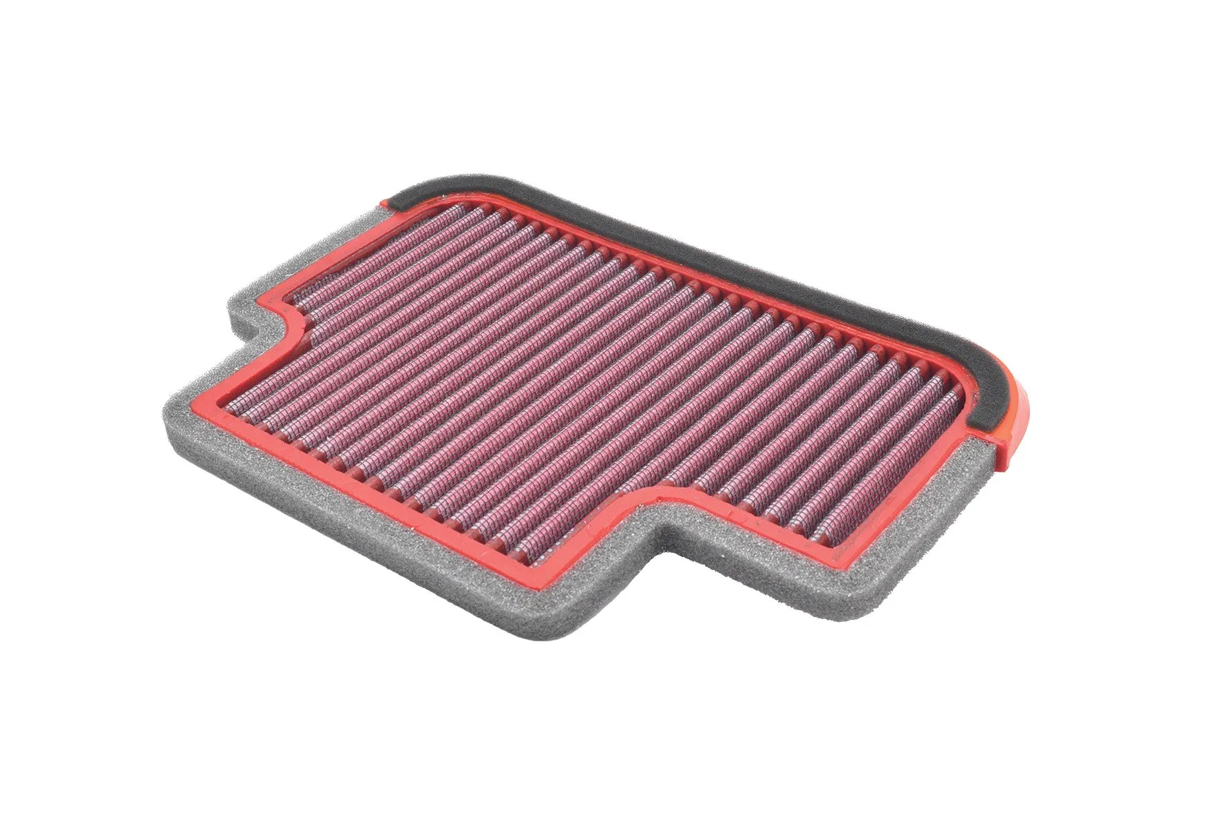 Filtro de aire de alto flujo BMC para CF Moto 700 MT. Diseñado para aumentar el caudal de aire hacia el motor, mejorando la respuesta del acelerador y manteniendo una alta eficiencia de filtración para uso en carretera y aventura.
